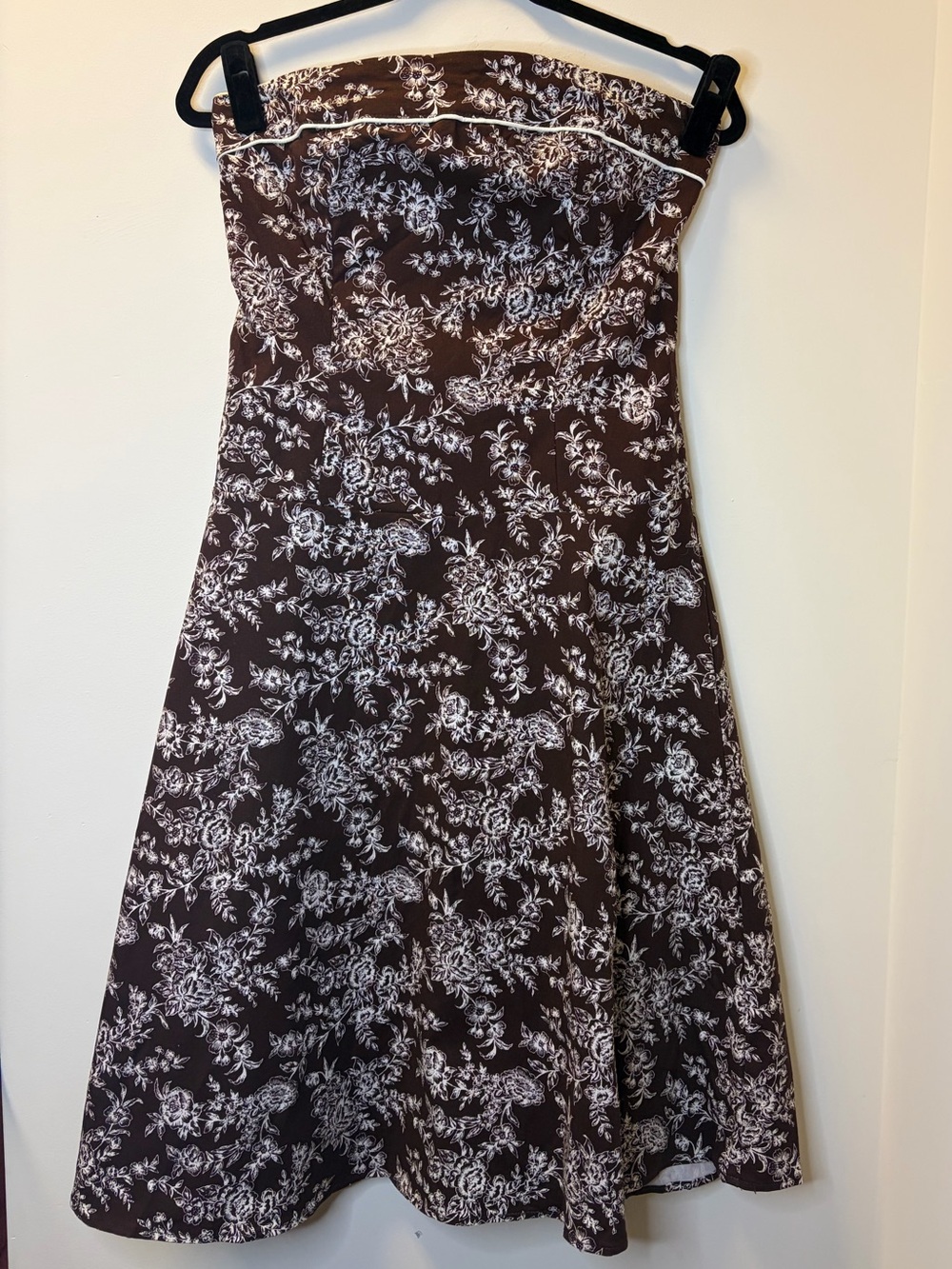 YK2 Teeze Me Floral Strapless Dress in Chocolate Brown & White Juniors Size 9